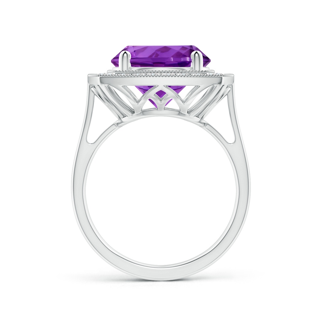 11.14x11.09x6.87mm AAA GIA Certified Round Amethyst Halo Ring with Milgrain in P950 Platinum Side 199