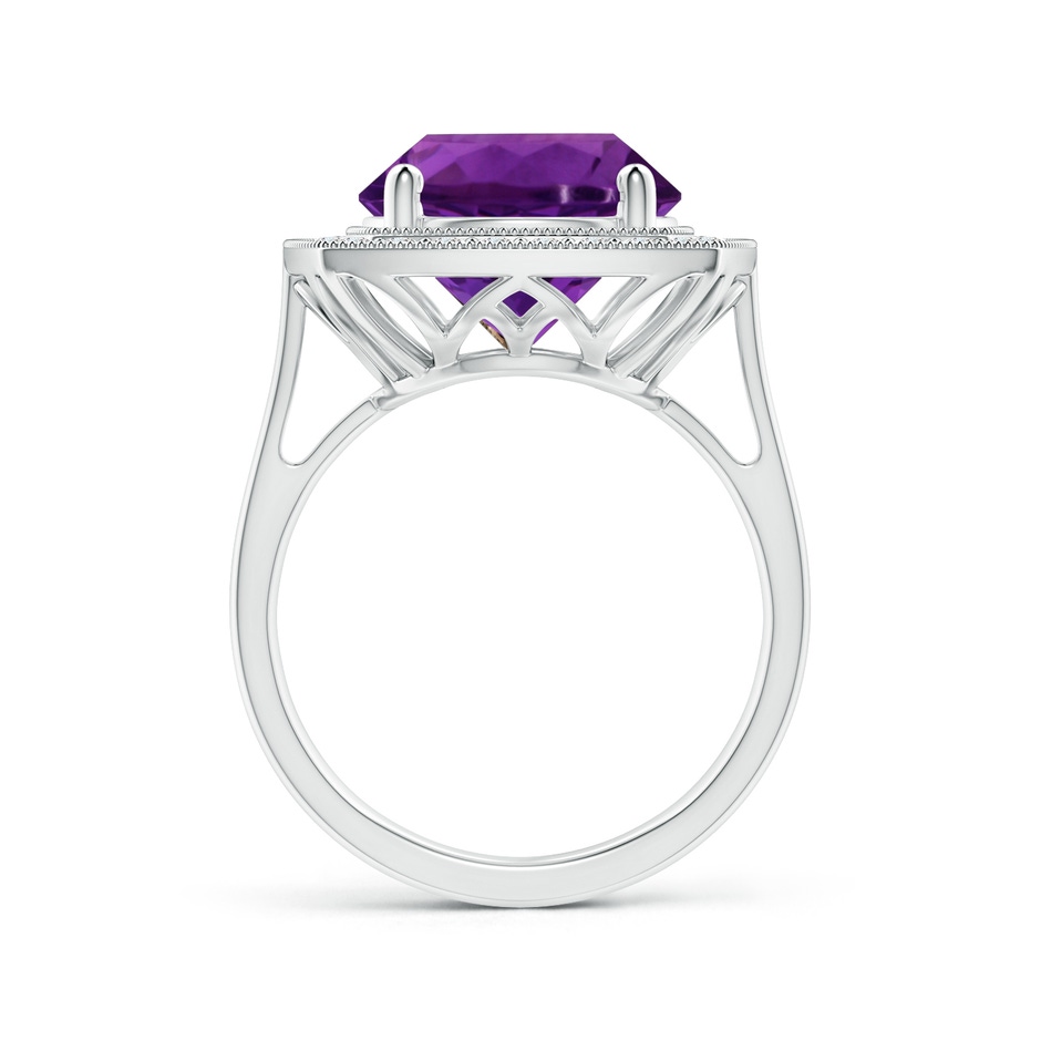 11.20x11.11x7.17mm AAA GIA Certified Round Amethyst Halo Ring with Milgrain in 18K White Gold side 199