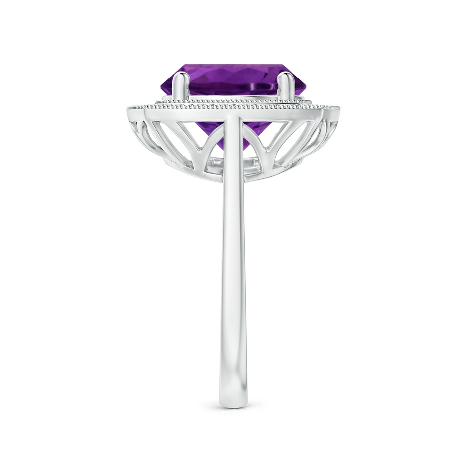 11.20x11.11x7.17mm AAA GIA Certified Round Amethyst Halo Ring with Milgrain in 18K White Gold side 399