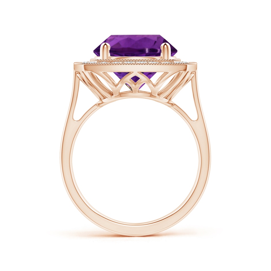 11.20x11.11x7.17mm AAA GIA Certified Round Amethyst Halo Ring with Milgrain in Rose Gold side 199