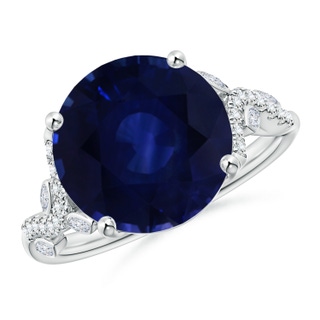 11.04x10.98x6.92mm AA GIA Certified Nature Inspired Blue Sapphire Ring with Marquise Diamonds in 18K White Gold