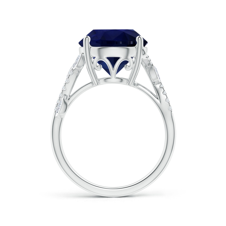 11.04x10.98x6.92mm AA GIA Certified Nature Inspired Blue Sapphire Ring with Marquise Diamonds in 18K White Gold side-1