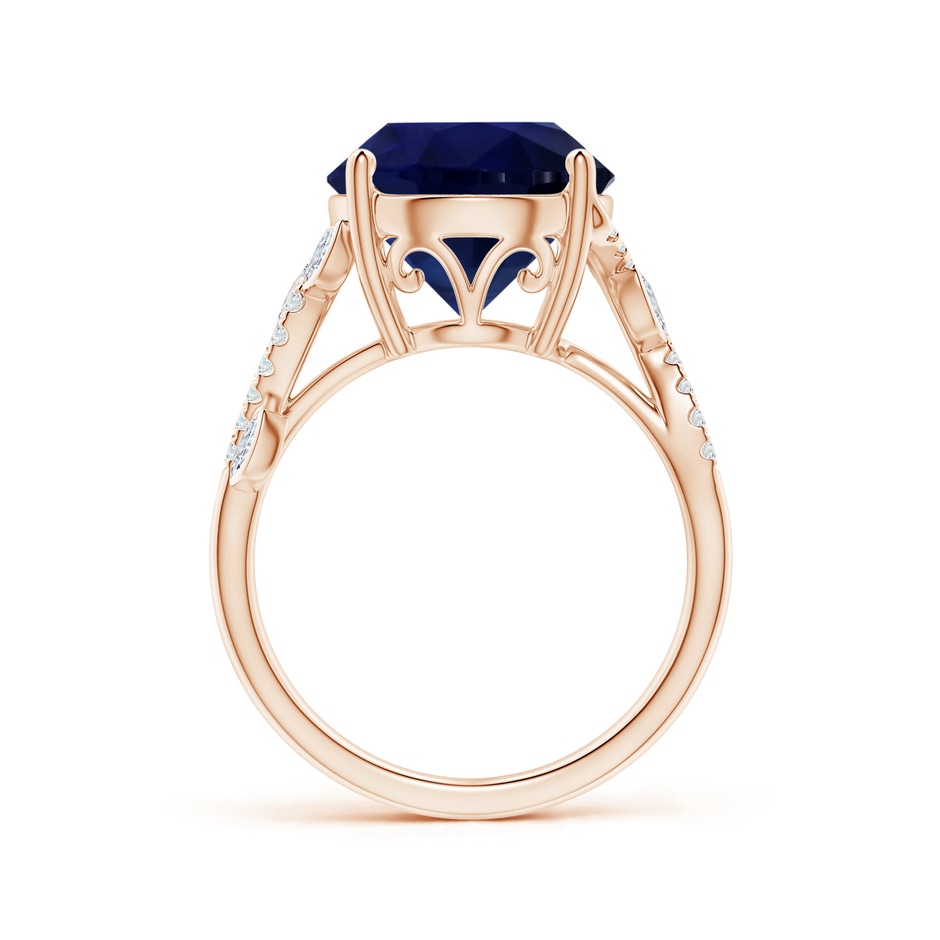 11.04x10.98x6.92mm AA GIA Certified Nature Inspired Blue Sapphire Ring with Marquise Diamonds in Rose Gold side-1