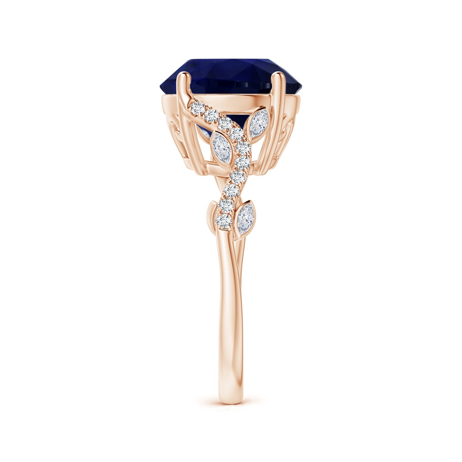11.04x10.98x6.92mm AA GIA Certified Nature Inspired Blue Sapphire Ring with Marquise Diamonds in Rose Gold side-2