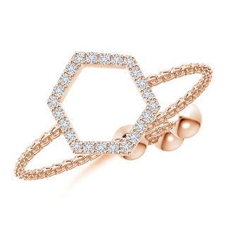 0.9mm HSI2 Diamond Open Hexagon Bolo Ring in Rose Gold