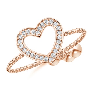 0.9mm GVS2 Pave-Set Diamond Open Heart Bolo Ring in Rose Gold