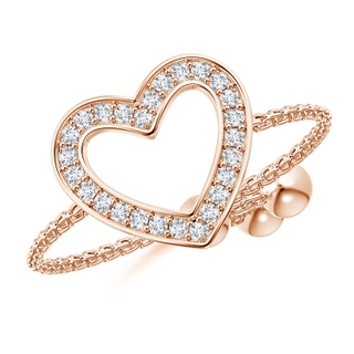 1mm GVS2 Pave-Set Diamond Open Heart Bolo Ring in Rose Gold