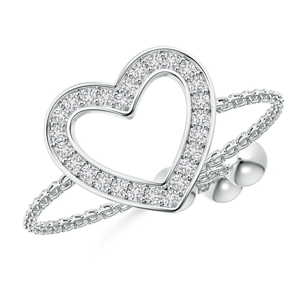 1mm HSI2 Pave-Set Diamond Open Heart Bolo Ring in White Gold