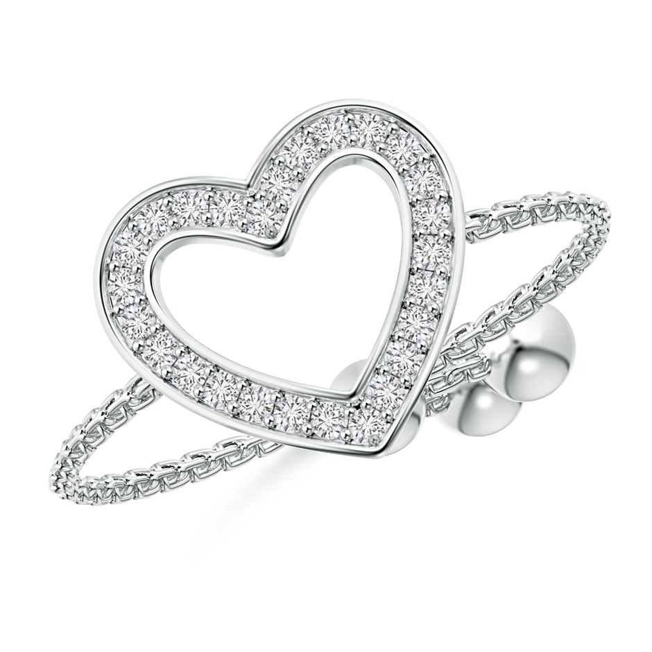 1mm HSI2 Pave-Set Diamond Open Heart Bolo Ring in White Gold 