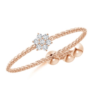 1.15mm GVS2 Diamond Flower Clustre Bolo Ring in Rose Gold