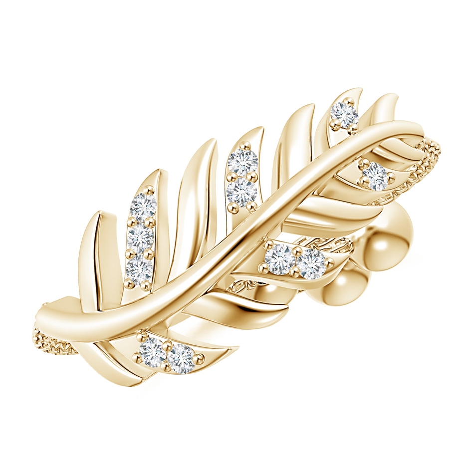 1.1mm GVS2 Nature-Inspired Diamond Leaf Bolo Ring in Yellow Gold 