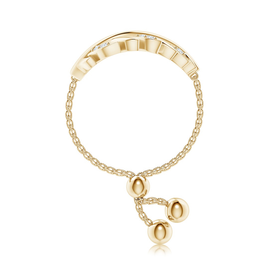 Nature-Inspired Diamond Leaf Bolo Ring