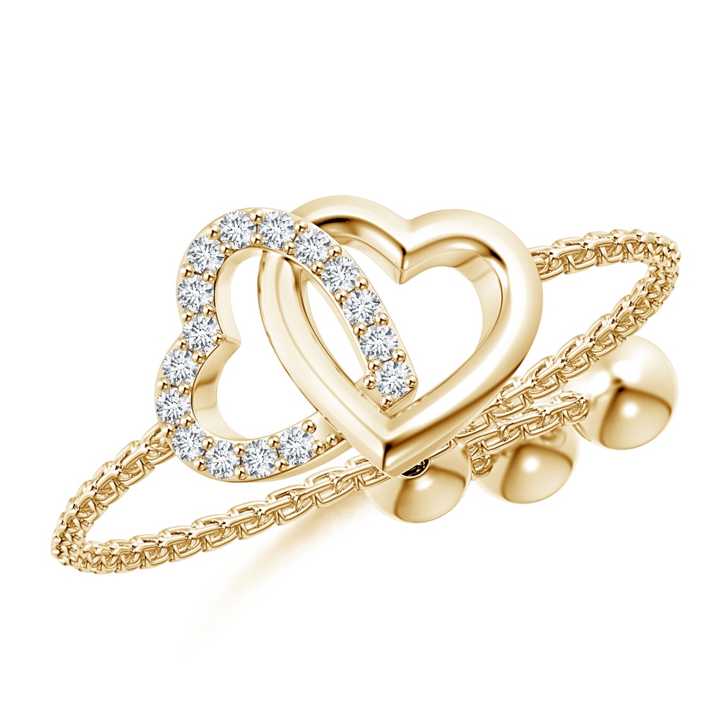 0.9mm GVS2 Intertwined Heart Bolo Ring with Diamonds in Yellow Gold