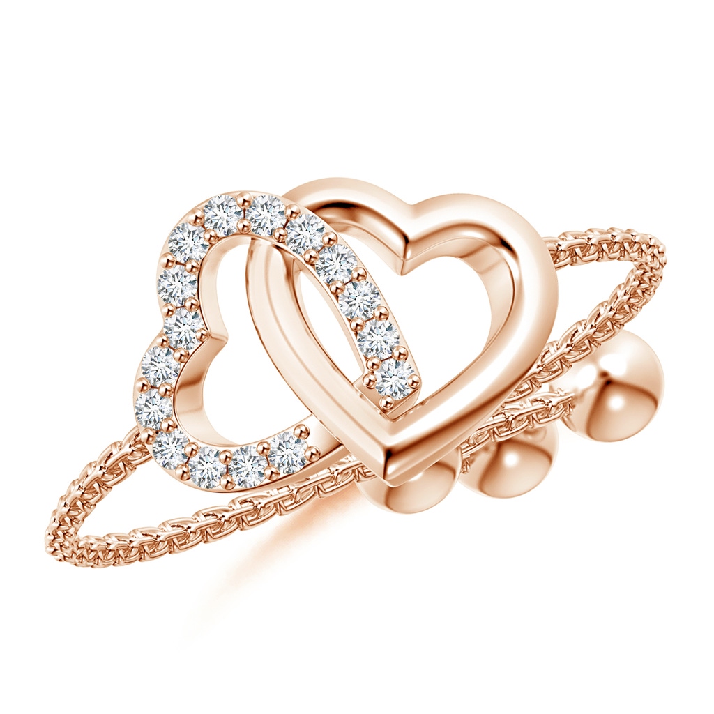 1mm GVS2 Intertwined Heart Bolo Ring with Diamonds in Rose Gold