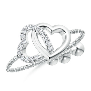 1mm GVS2 Intertwined Heart Bolo Ring with Diamonds in White Gold