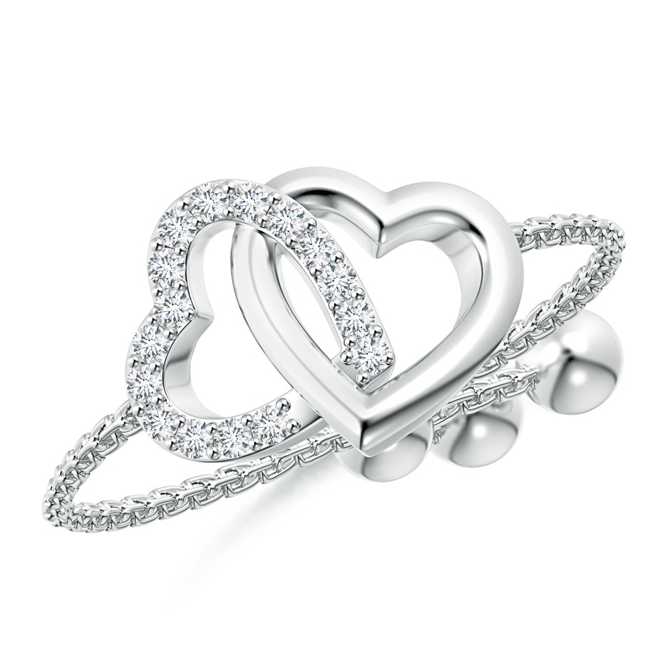 1mm GVS2 Intertwined Heart Bolo Ring with Diamonds in White Gold 