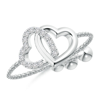1mm HSI2 Intertwined Heart Bolo Ring with Diamonds in White Gold