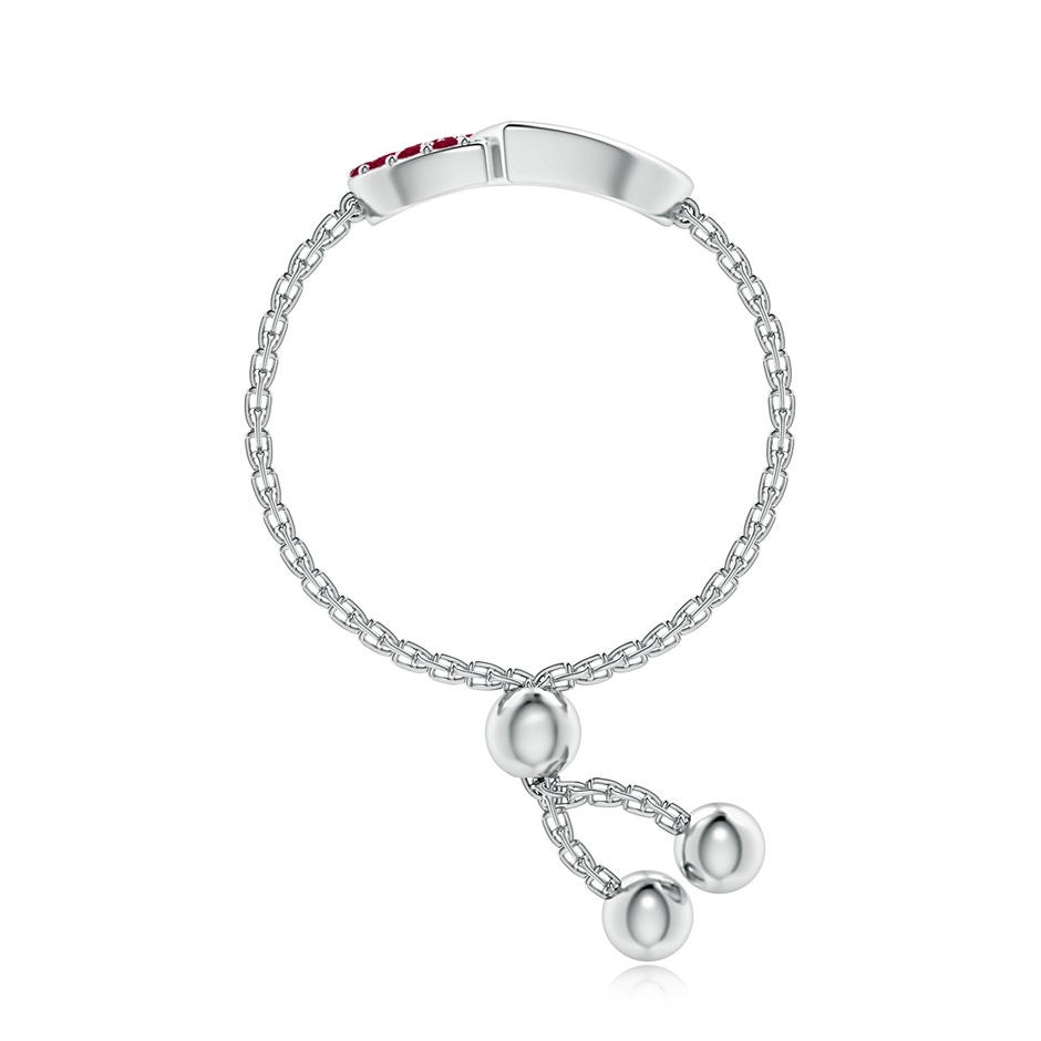 1mm A Ruby Intertwined Heart Bolo Ring in White Gold side-2