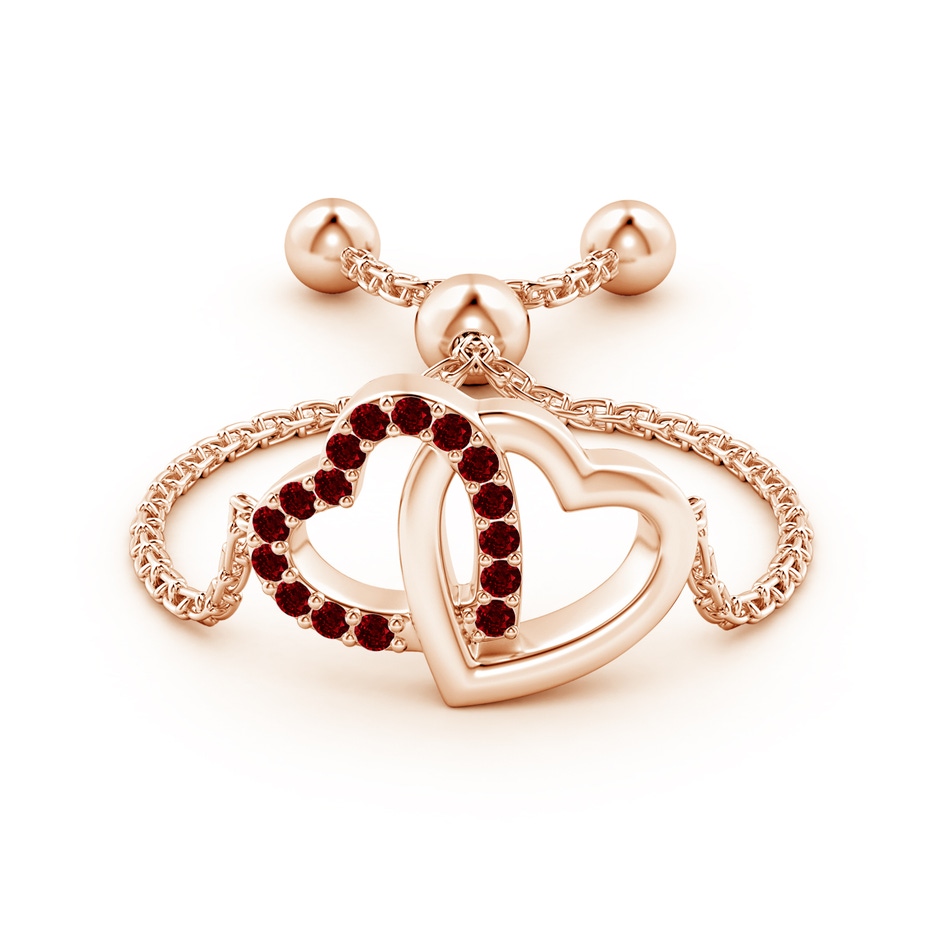 1mm AAAA Ruby Intertwined Heart Bolo Ring in Rose Gold side-1