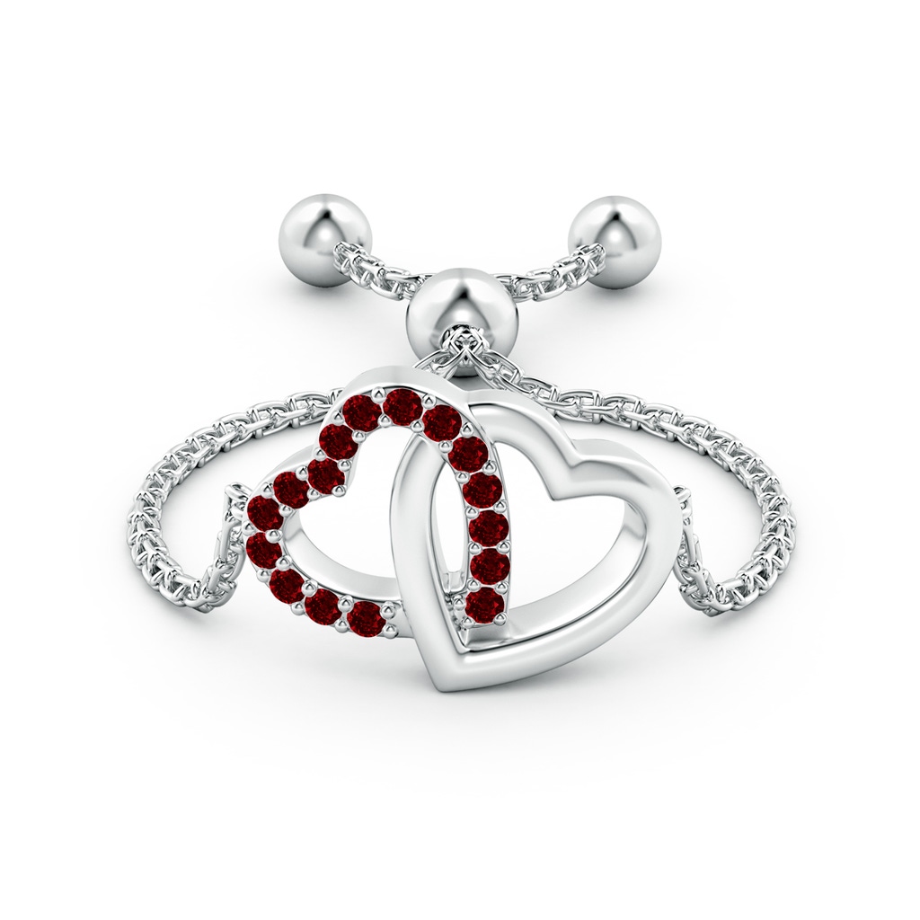1mm AAAA Ruby Intertwined Heart Bolo Ring in White Gold - side_1
