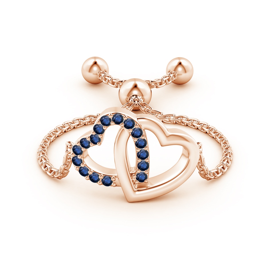 1mm AA Sapphire Intertwined Heart Bolo Ring in Rose Gold side-1