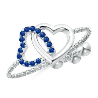 1mm AAA Sapphire Intertwined Heart Bolo Ring in White Gold