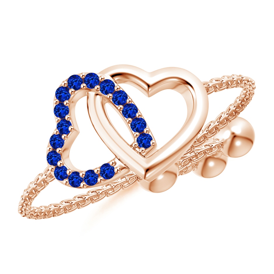 1mm AAAA Sapphire Intertwined Heart Bolo Ring in Rose Gold 