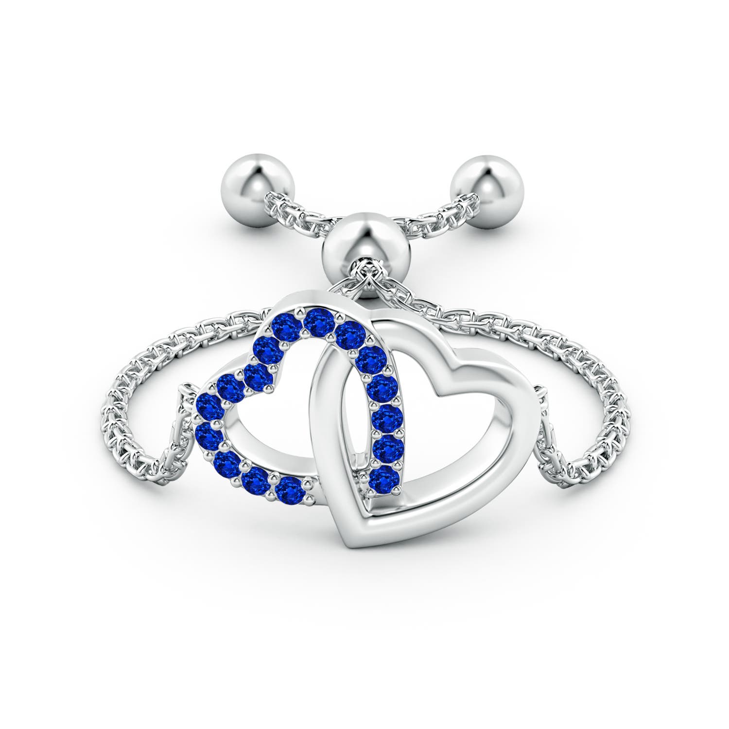 Sapphire Intertwined Heart Bolo Ring