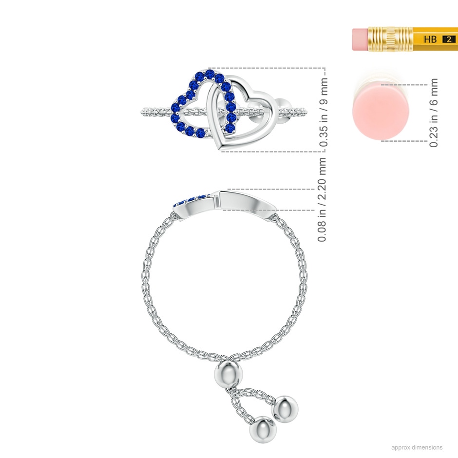 1mm AAAA Sapphire Intertwined Heart Bolo Ring in White Gold ruler