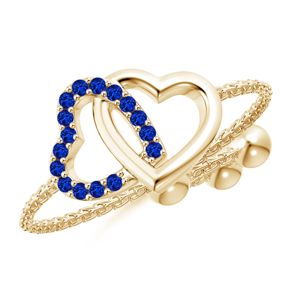 1mm AAAA Sapphire Intertwined Heart Bolo Ring in Yellow Gold 