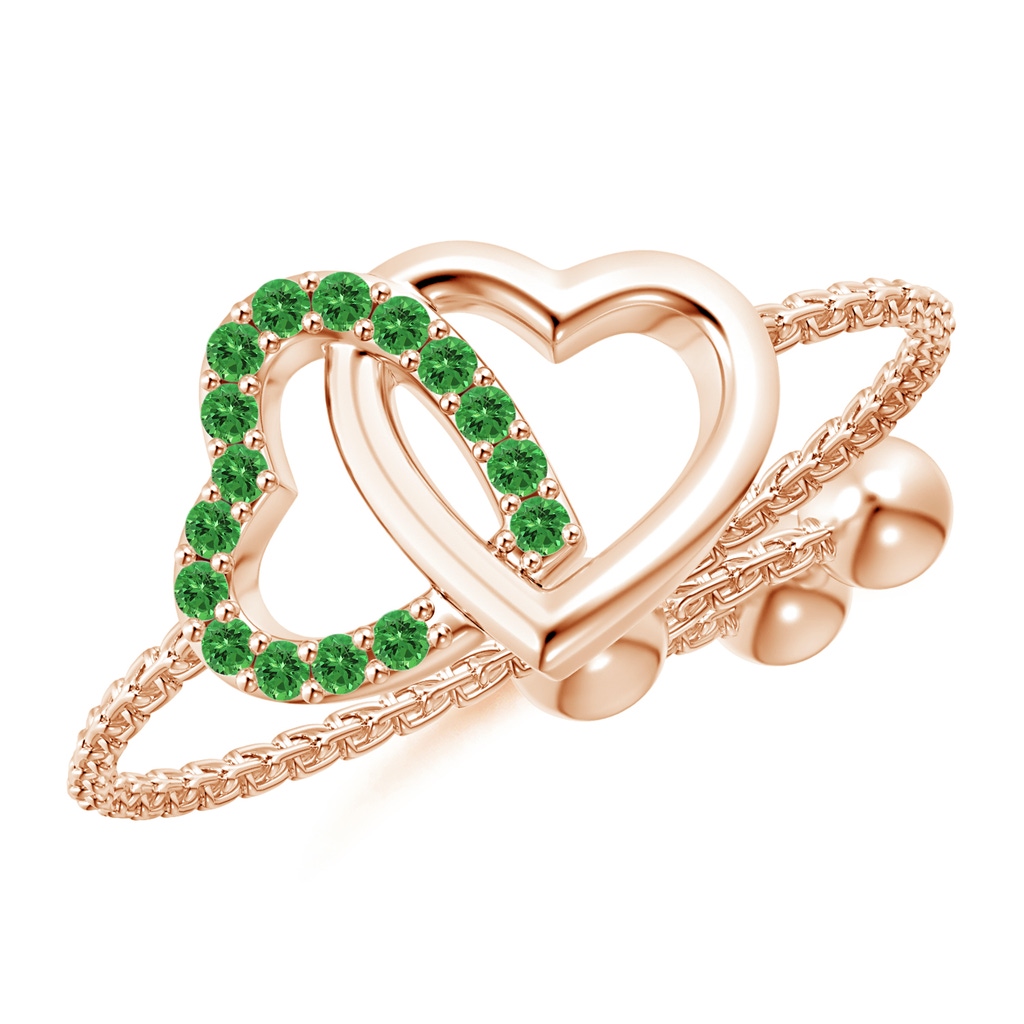 1mm AAAA Tsavorite Intertwined Heart Bolo Ring in Rose Gold