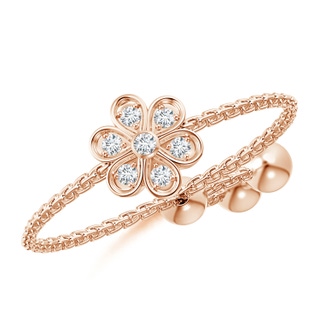 1.3mm GVS2 Bezel and Pave-Set Diamond Flower Bolo Ring in Rose Gold