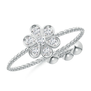 1.5mm GVS2 Bezel and Pave-Set Diamond Flower Bolo Ring in White Gold