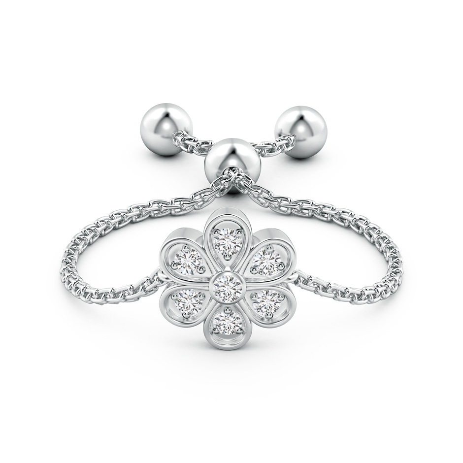 1.5mm HSI2 Bezel and Pave-Set Diamond Flower Bolo Ring in White Gold side-1