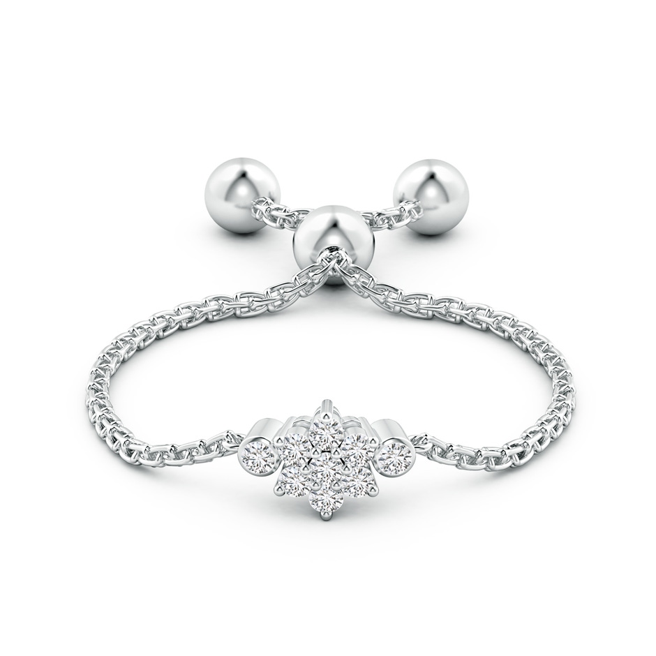 1.3mm HSI2 Diamond Flower Clustre Bolo Ring with Accents in White Gold side-1