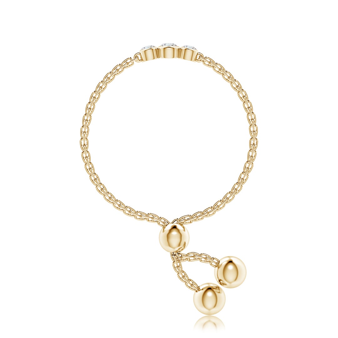 Bezel-Set Round Diamond Three Stone Bolo Ring