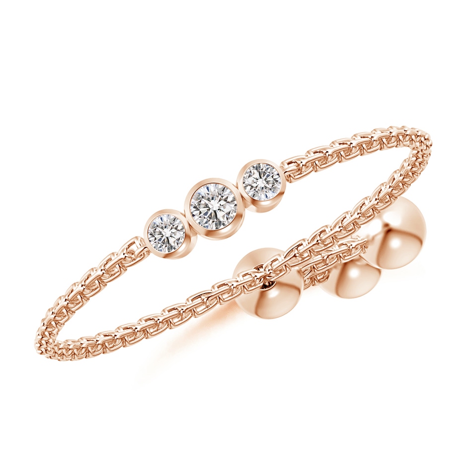 1.85mm IJI1I2 Bezel-Set Round Diamond Three Stone Bolo Ring in Rose Gold 