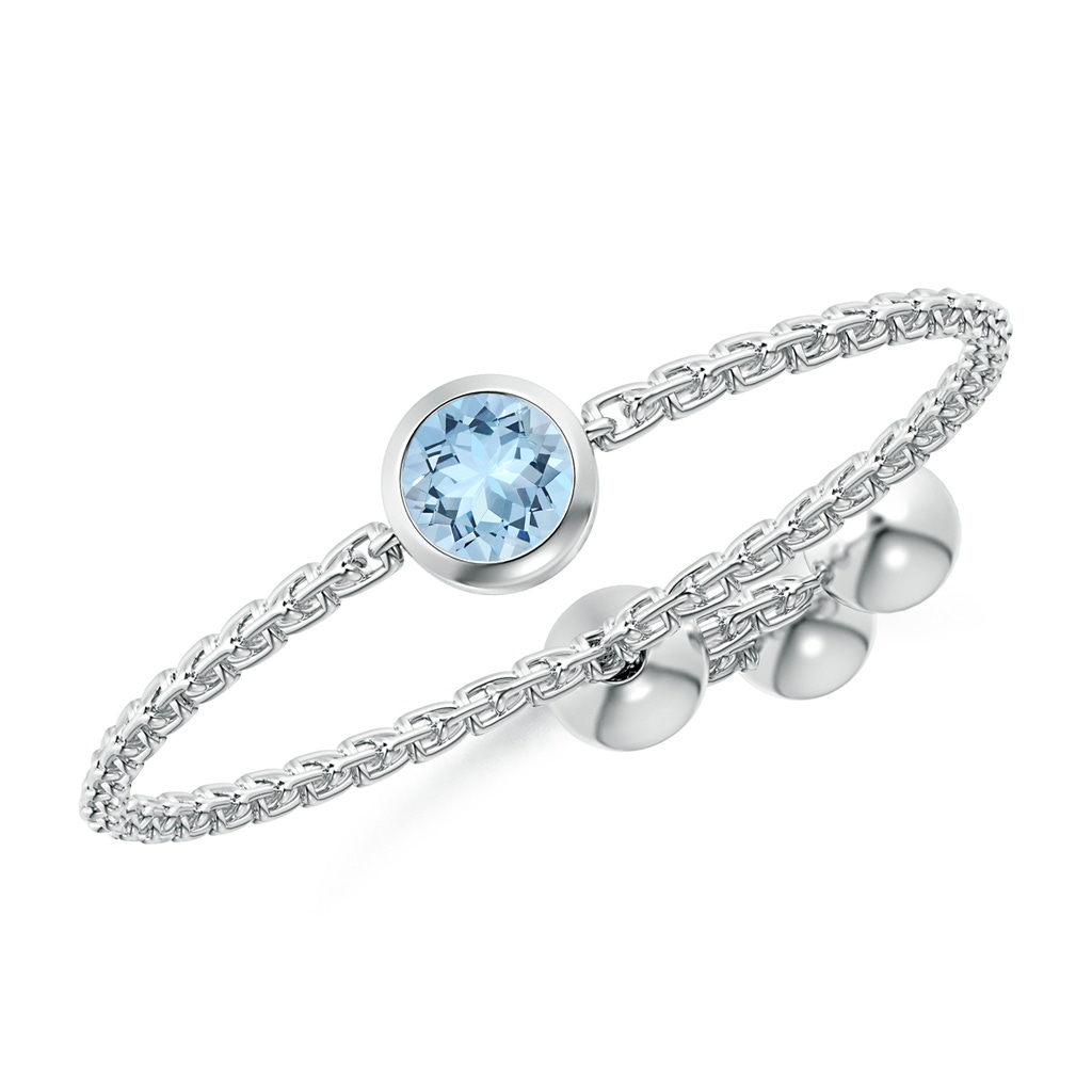 3mm AAA Bezel-Set Round Aquamarine Bolo Ring in White Gold