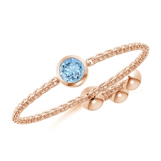 3mm AAAA Bezel-Set Round Aquamarine Bolo Ring in Rose Gold