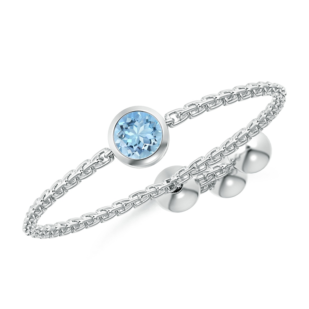 3mm AAAA Bezel-Set Round Aquamarine Bolo Ring in White Gold