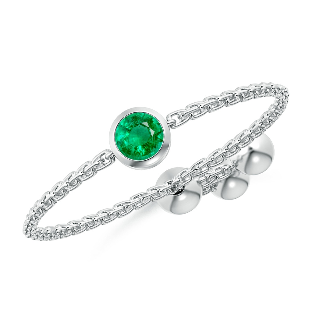 3mm AAA Bezel-Set Round Emerald Bolo Ring in White Gold