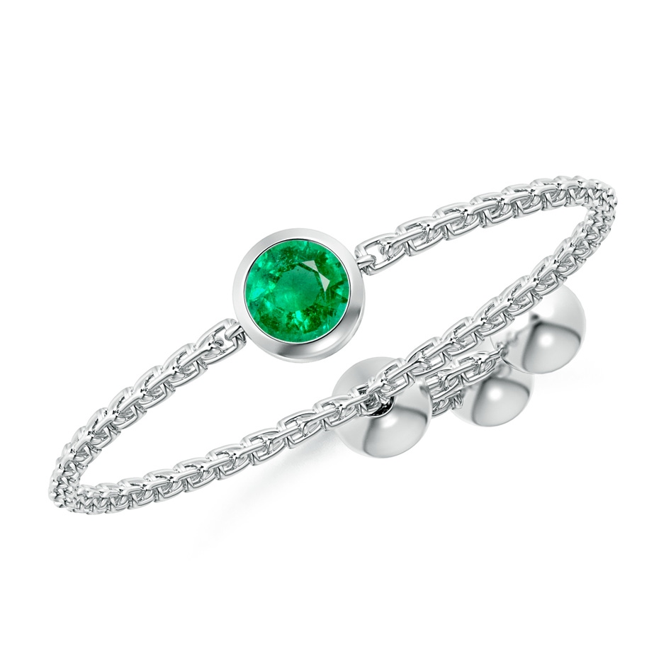 3mm AAA Bezel-Set Round Emerald Bolo Ring in White Gold 