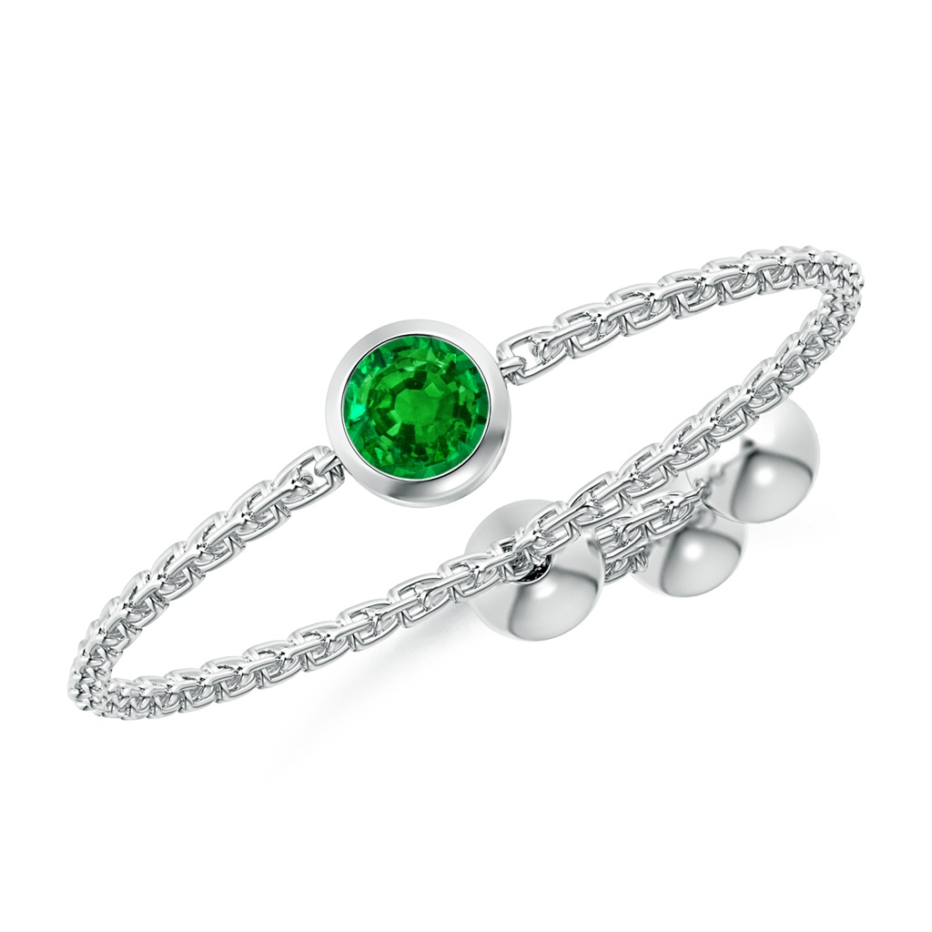 3mm AAAA Bezel-Set Round Emerald Bolo Ring in White Gold