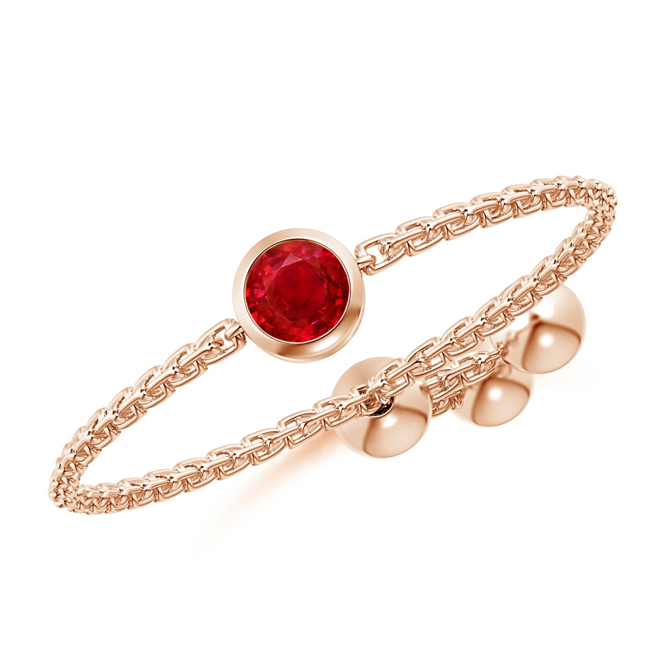 3mm AAA Bezel-Set Round Ruby Bolo Ring in Rose Gold 