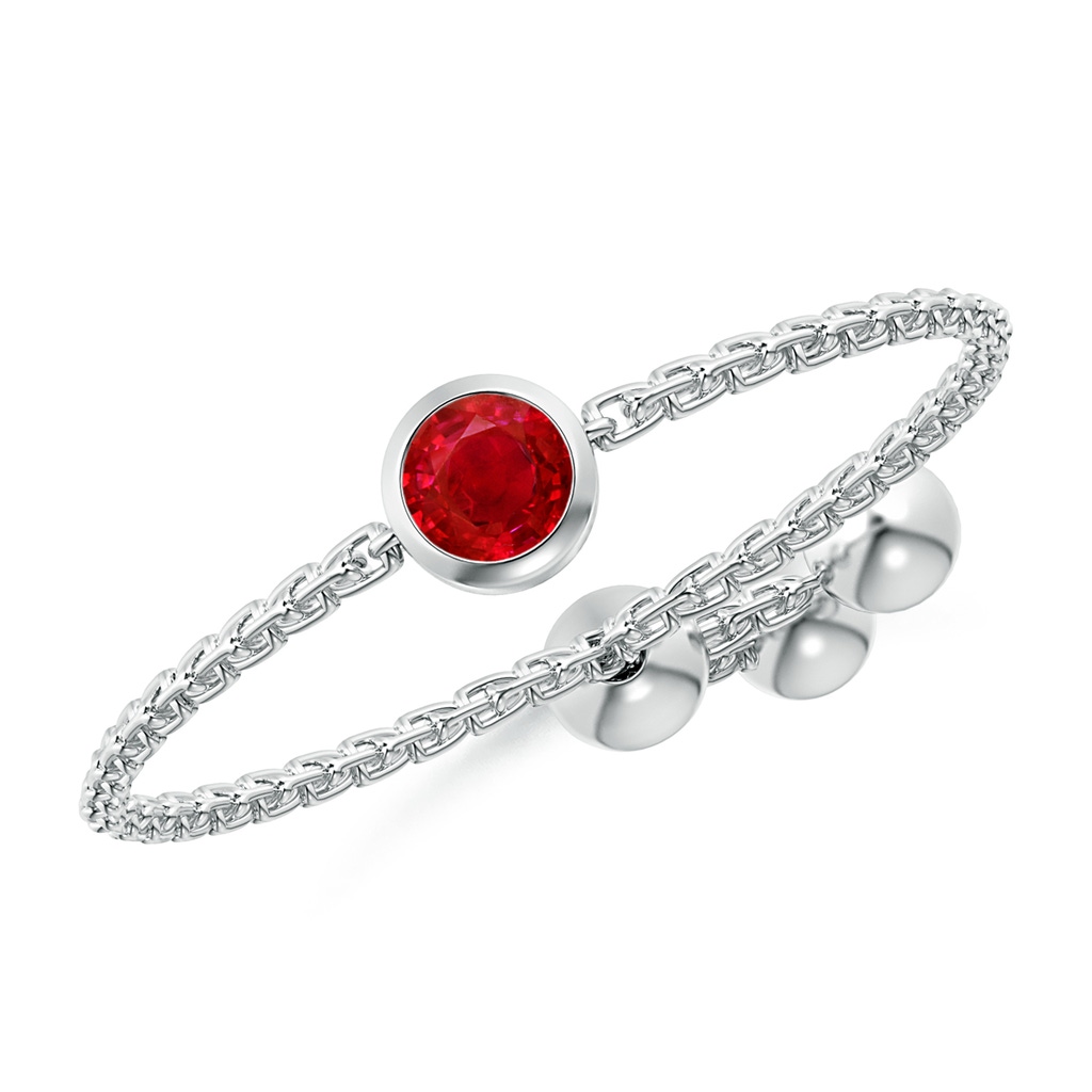 3mm AAA Bezel-Set Round Ruby Bolo Ring in White Gold