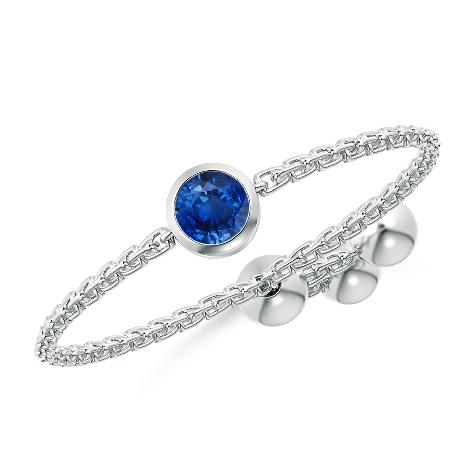 3mm AAA Bezel-Set Round Sapphire Bolo Ring in White Gold 