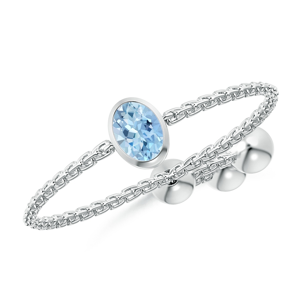 4x3mm AAA Bezel-Set Oval Aquamarine Bolo Ring in White Gold