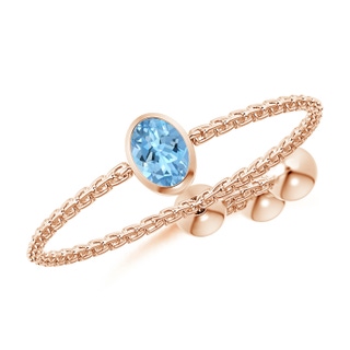 4x3mm AAAA Bezel-Set Oval Aquamarine Bolo Ring in Rose Gold