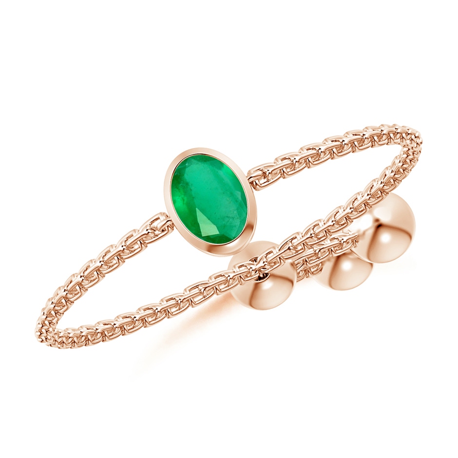 4x3mm A Bezel-Set Oval Emerald Bolo Ring in Rose Gold 