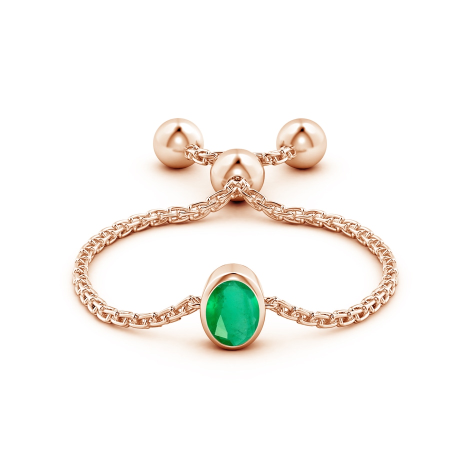 4x3mm A Bezel-Set Oval Emerald Bolo Ring in Rose Gold side-1
